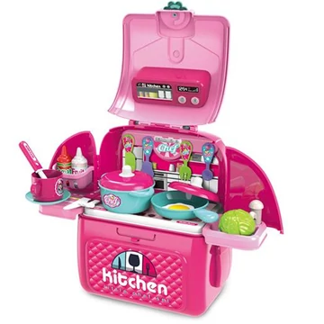 Pink hordozható 2az1-ben játékkonyha szett hátizsákban