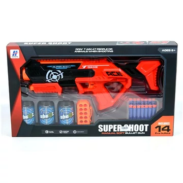 Super Shoot szivacslövő játék fegyver tölténnyel és kiegészítőkkel