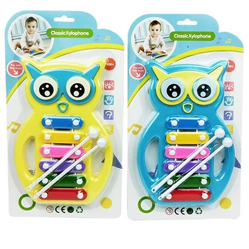 Bagoly alakú 6 billentyűs xilofon játékhangszer kétféle színben