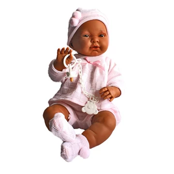 Kreol csecsemő baba rózsaszín ruhában 45cm (45026)