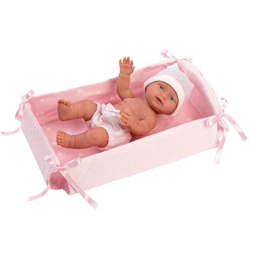 Llorens: Bebita 26cm-es kislány baba kisággyal (26300)