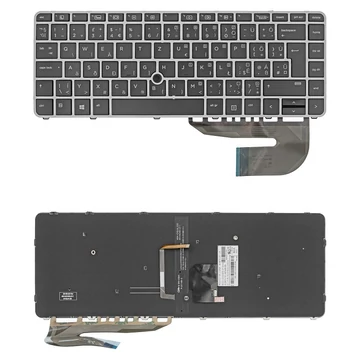 901042-211 gyári új magyarított ezüst-fekete háttérvilágításos laptop billentyűzet