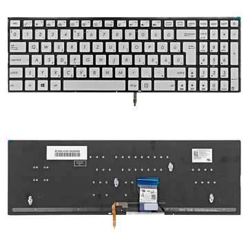 90NB0AU1-R32HU0 gyári új magyar ezüst, háttérvilágításos laptop billentyűzet, keret nélkül