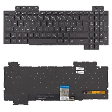 90NR0G51-R31ND0 gyári új nordic (norvég) fekete RGB háttérvilágításos laptop billentyűzet, keret nélkül