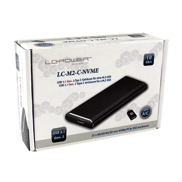LC Power M.2 NVMe SSD külső ház, fekete