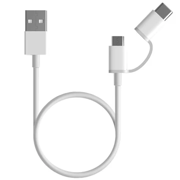 Xiaomi 2 az 1-ben type A type C micro USB kábel elosztó 30cm (cable 2 in 1 type A to type C / micro USB 30cm) - fehér (white) (SJV4083TY)