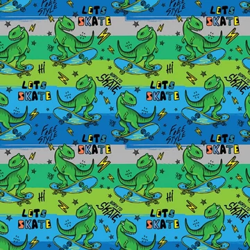 Gördeszkázó T-Rex mintás csomagolópapír 100x70cm