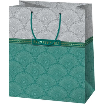 Szeretettel! elegáns óriás méretű ajándéktáska arany berakással 33x15x44cm