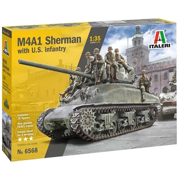 Italeri 1/35 M4A1 SHERMAN tank amerikai legénységgel makett