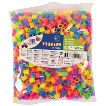 PlayBox: 9mm-es XL MAXI neon színű vasalható gyöngyök 1000db-os csomag