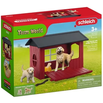 Schleich Farm World – Kutyaház Golden Retriever kutyusokkal játékszett (42722)