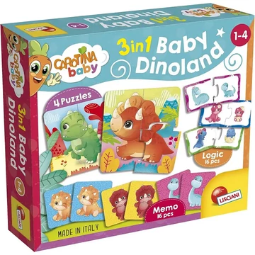 Carotina baby: Dinoland 3 az 1-ben memo, puzzle és párosító játék - Lisciani