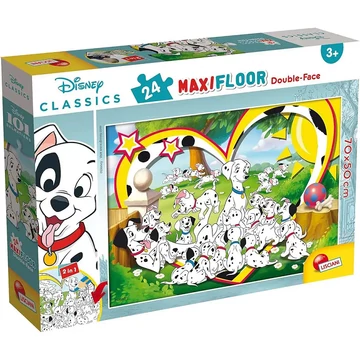 Disney 101 kiskutya 2 az 1-ben maxi 24db-os puzzle és színező 70x50cm - Lisciani
