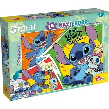 Disney Stitch 2 az 1-ben maxi 24db-os puzzle és színező 70x50cm - Lisciani