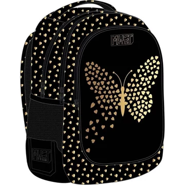 Luna: Must pillangós fekete hátizsák 3 rekeszes 32x18x43cm
