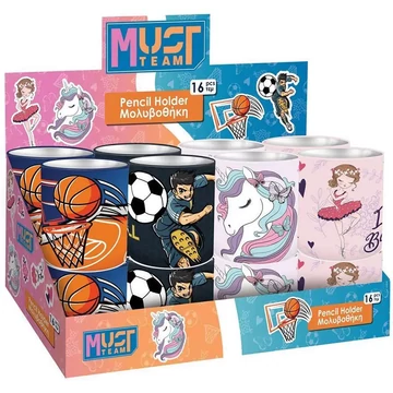 Luna: Must Team fém hengeres írószertartó többféle változatban 10x11cm 1db