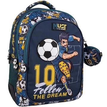 Luna: Must Team Focis lekerekített 3 rekeszes iskolatáska, hátizsák 32x18x43cm