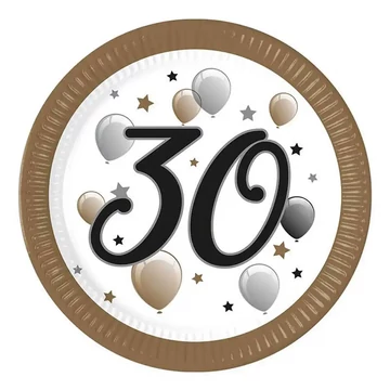"30" év feliratos papírtányér 8db-os szett 23cm