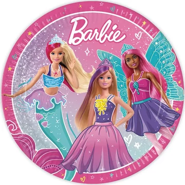 Barbie 8db-os papírtányér szett 23cm-es
