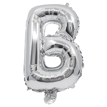 Betű formájú fólia lufi ezüst színben – B betű 32cm
