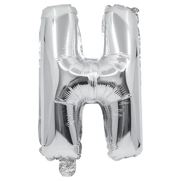 Betű formájú fólia lufi ezüst színben – H betű 32cm