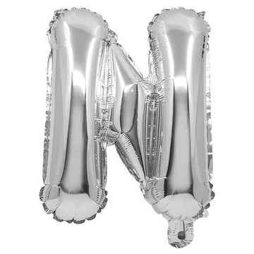 Betű formájú fólia lufi ezüst színben – N betű 32cm