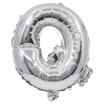 Betű formájú fólia lufi ezüst színben – Q betű 32cm