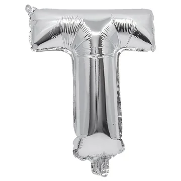 Betű formájú fólia lufi ezüst színben – T betű 32cm
