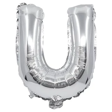 Betű formájú fólia lufi ezüst színben – U betű 32cm