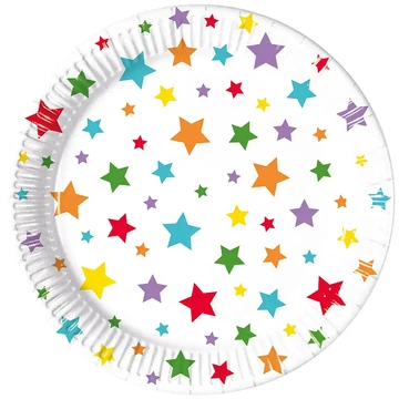 Csillagos 8db-os papírtányér szett 20cm-es
