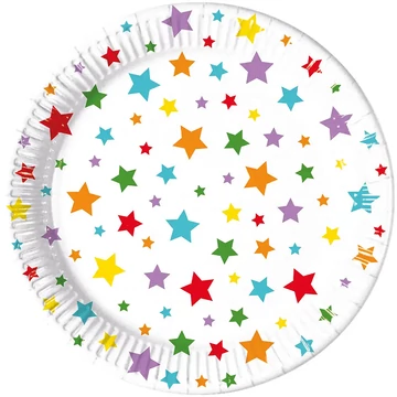 Csillagos 8db-os papírtányér szett 23cm-es