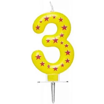 Csillagos számgyertya 3-as