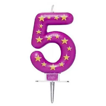 Csillagos számgyertya 5-ös