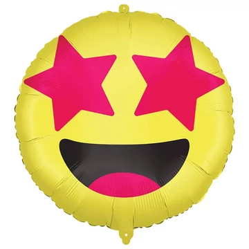 Emoji fólia lufi – Csillagos szemű mosolygós arc 46cm