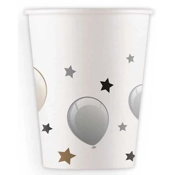 Ezüst színű 8 db-os papírpohár szett 200ml