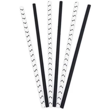 Fekete-fehér 50db-os papír szívószál szett