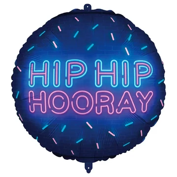 Fólia lufi – „HIP HIP HOORAY” neon felirattal 46cm