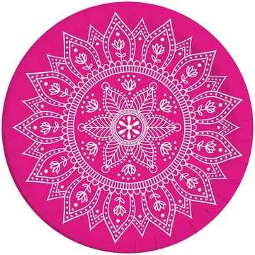 Mandala fukszia-fehér 8db-os papírtányér szett 23cm-es