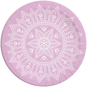 Mandala lila-fehér 8db-os papírtányér szett 23cm-es