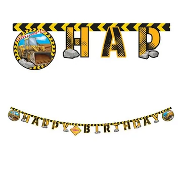 Munkagép mintás party banner 200cm