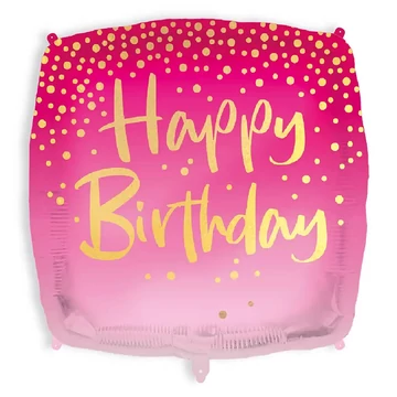 Négyzet alakú Boldog Szülinapot lufi 46 cm - pink