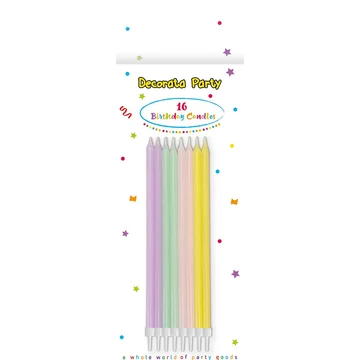 Pasztell színű szülinapi gyertya 16db-os szett