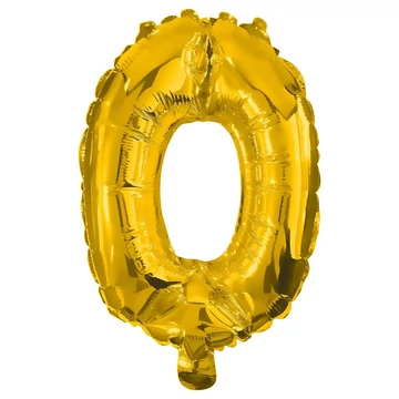 Számos fólia lufi arany színben – 0-ás szám 32cm