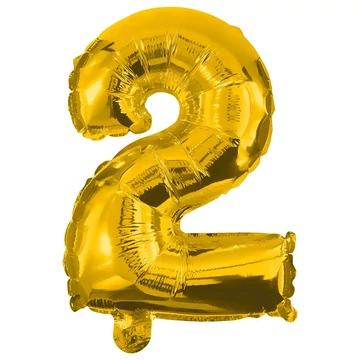 Számos fólia lufi arany színben – 2-es szám 32cm