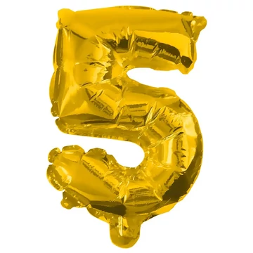 Számos fólia lufi arany színben – 5-ös szám 86cm