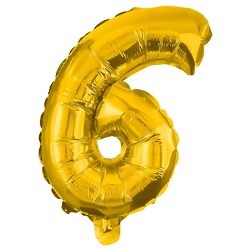 Számos fólia lufi arany színben – 6-os szám 32cm