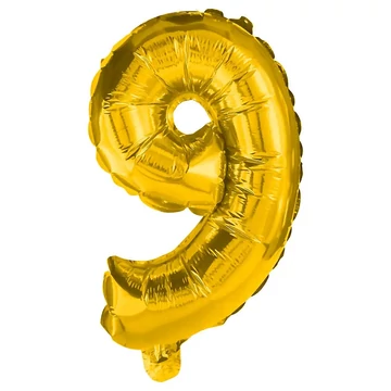 Számos fólia lufi arany színben – 9-es szám 86cm