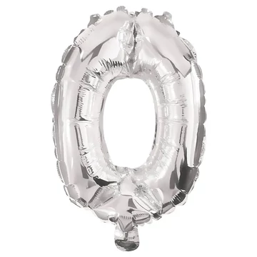 Számos fólia lufi ezüst színben – 0-ás szám 86cm
