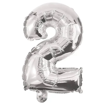 Számos fólia lufi ezüst színben – 2-es szám 86cm
