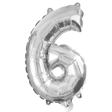 Számos fólia lufi ezüst színben – 6-os szám 86cm